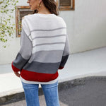 Swobodny patchwork Sweter w paski