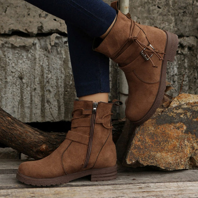 Vintage Buckle Ankle Boots