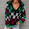 Kontrastfarve Plaid Sweater