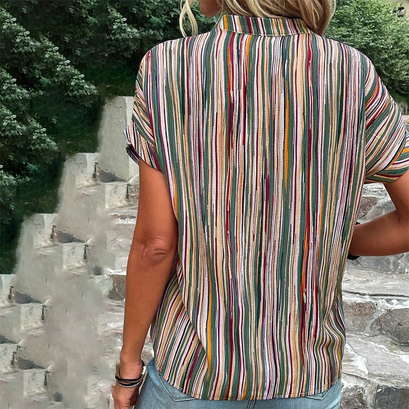 Vintage Casual Striped Bluzka