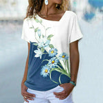 T-shirt z kontrastem kwiatowym