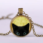 Vintage Black Cat Pendant Necklace