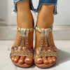 Rhinestone Embellished Wedge Sandals