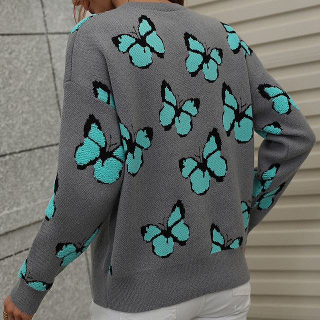Butterfly Pattern Casual Sweater