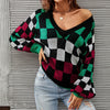 Kontrastfarve Plaid Sweater