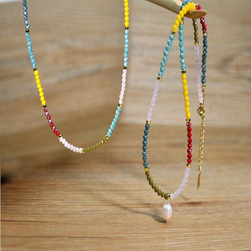 Colorful Beaded Pendant Necklace