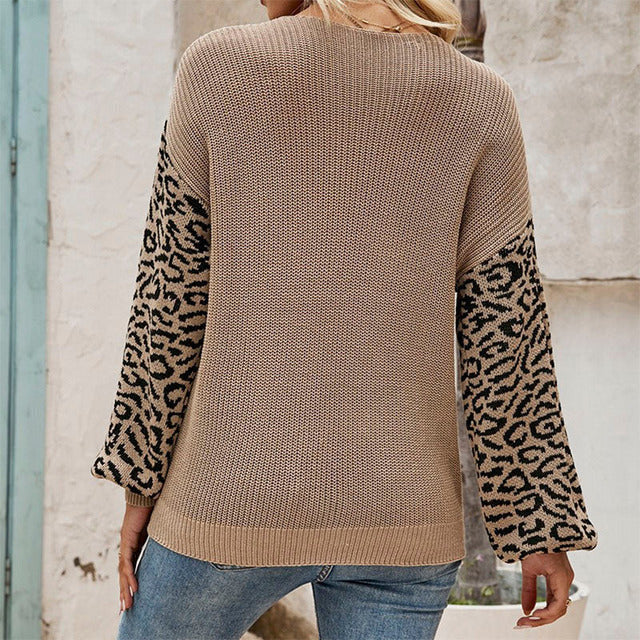 Leopard Patchwork Knit Sweater