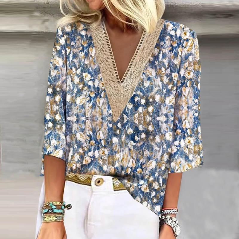V-Neck Blouse With Lace Details