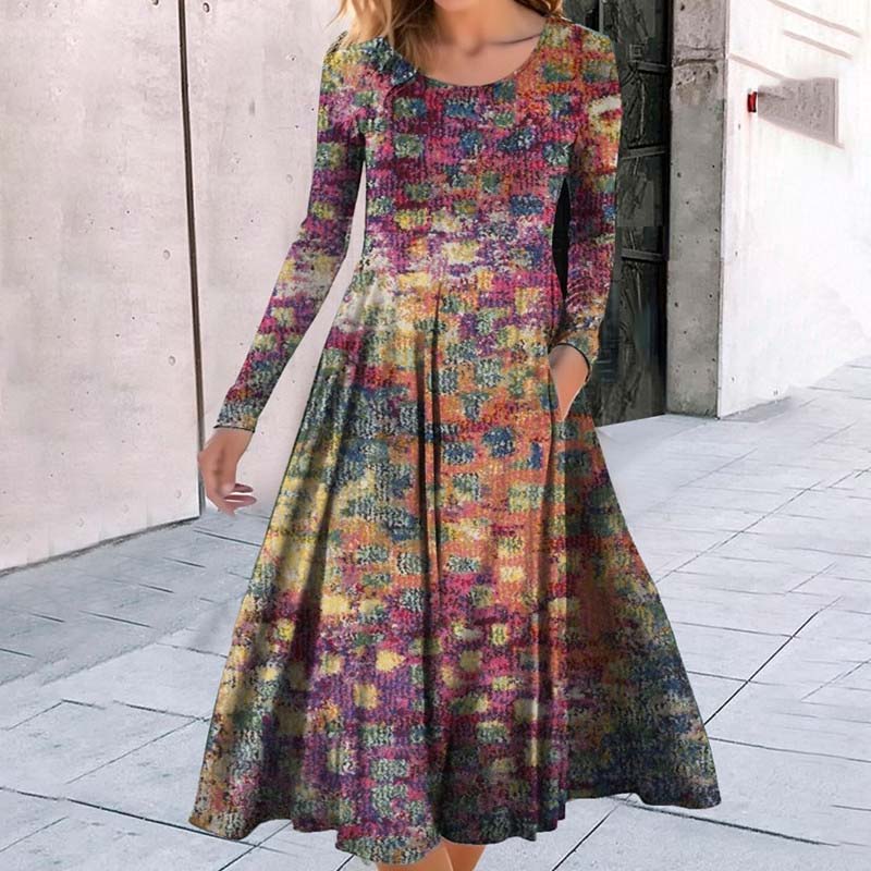 Kolorowa sukienka gradientu w stylu vintage