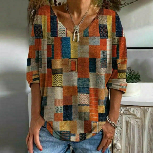 Vintage T-Shirt Med Rutmönster