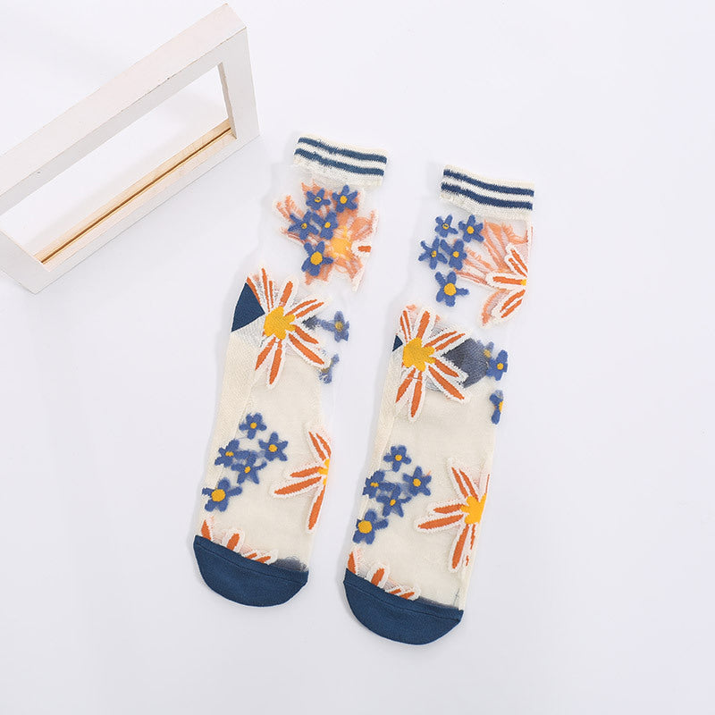 Floral Jacquard Breathable Socks