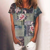 Vintage T-Skjorte Med Blomstertrykk