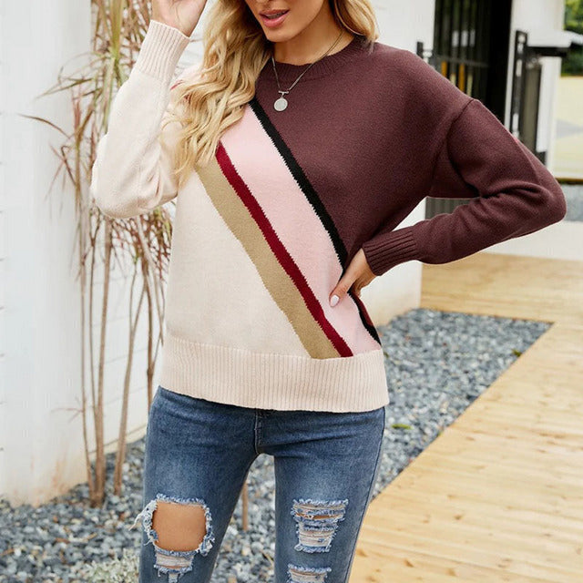 Casual Striped Knit Sweater
