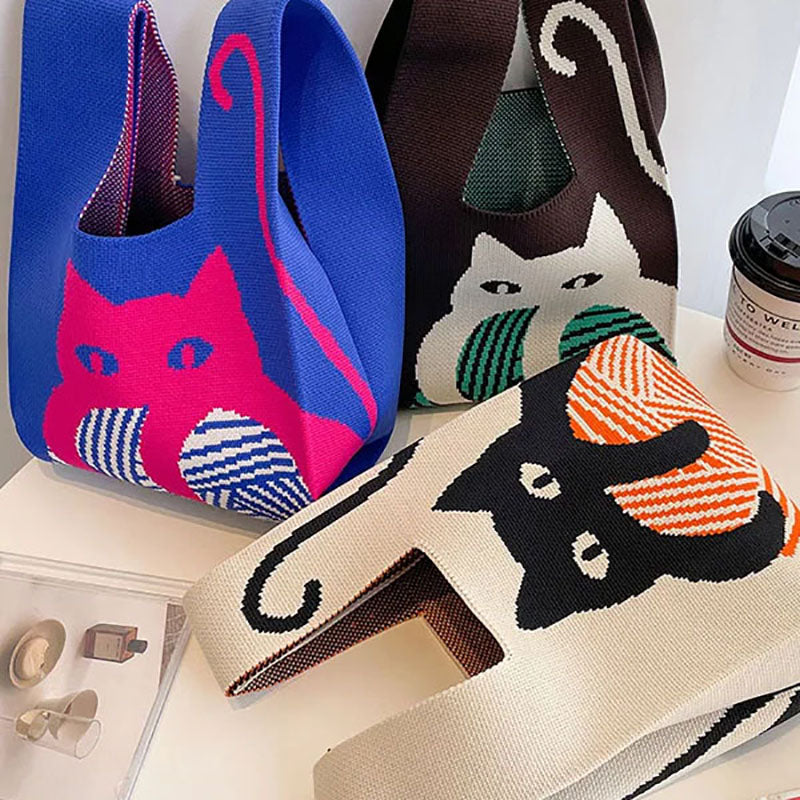 Kreativ kattemønster håndtaske