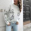 Cat Print Knit Sweater