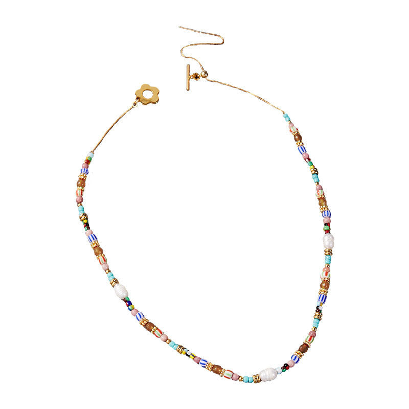 Bohemsk fargerik perlet halskjede