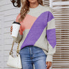 Casual Contrast Color Knit Sweater