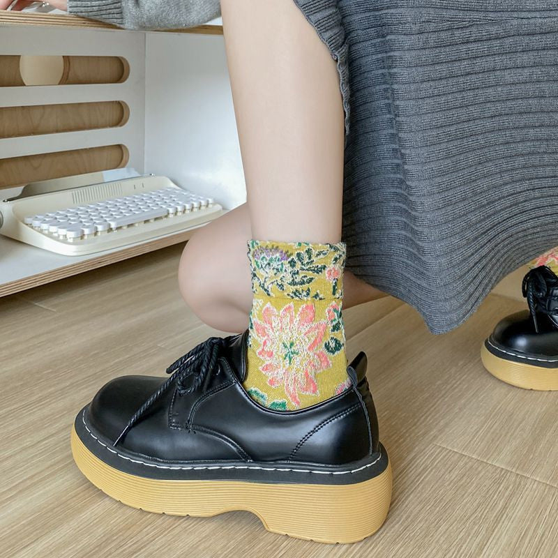 Vintage blomster Jacquard sokker