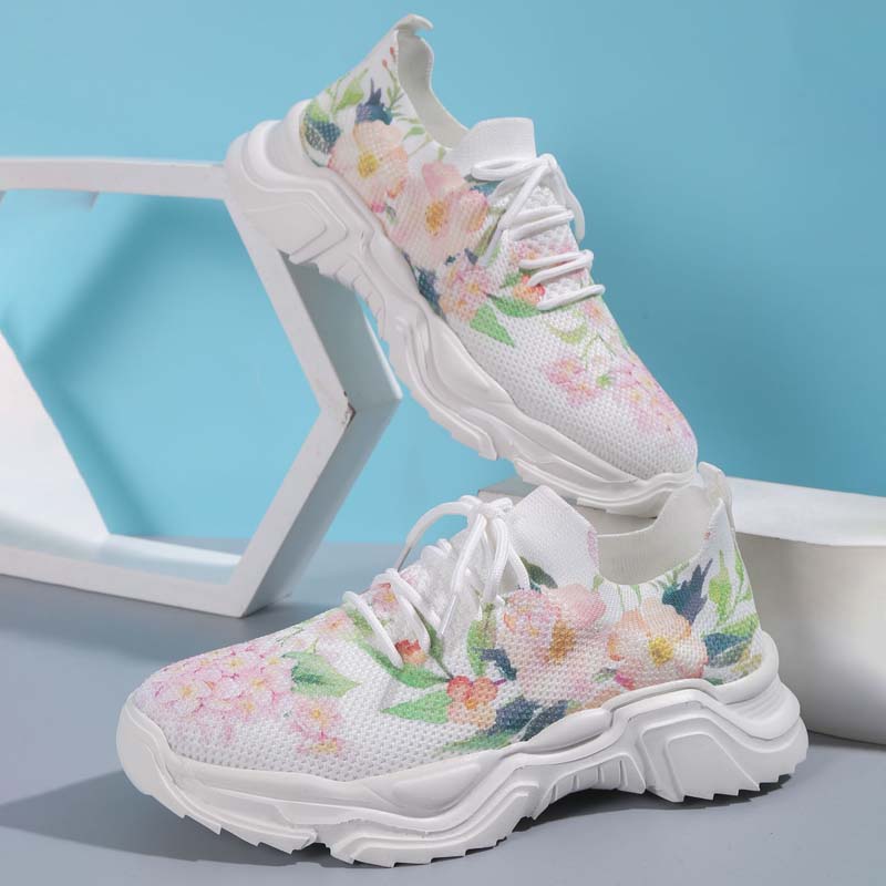 Blommigt tryck avslappnade sneakers