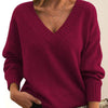 Casualowy sweter z dzianiny w jednolitym kolorze