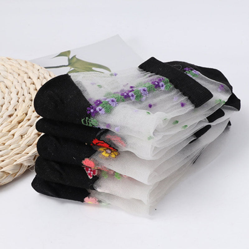 Pakke Med 5 Par Blomstrede Sokker