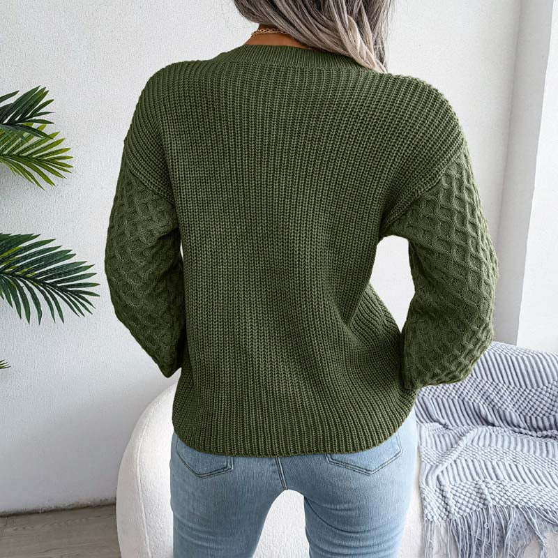 Afslappet solid farve strik sweater