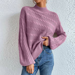 Afslappet solid farve strik sweater