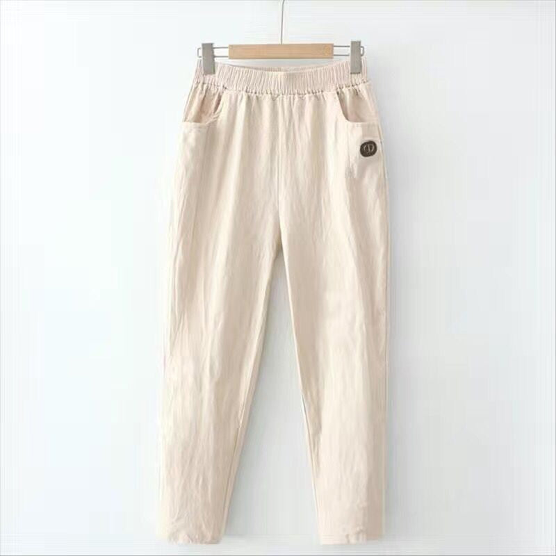 【Bomuld og linned】 Komfortable afslappede bukser