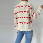 Afslappet hjerte strik sweater