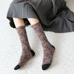 Vintage blomster jacquard sokker