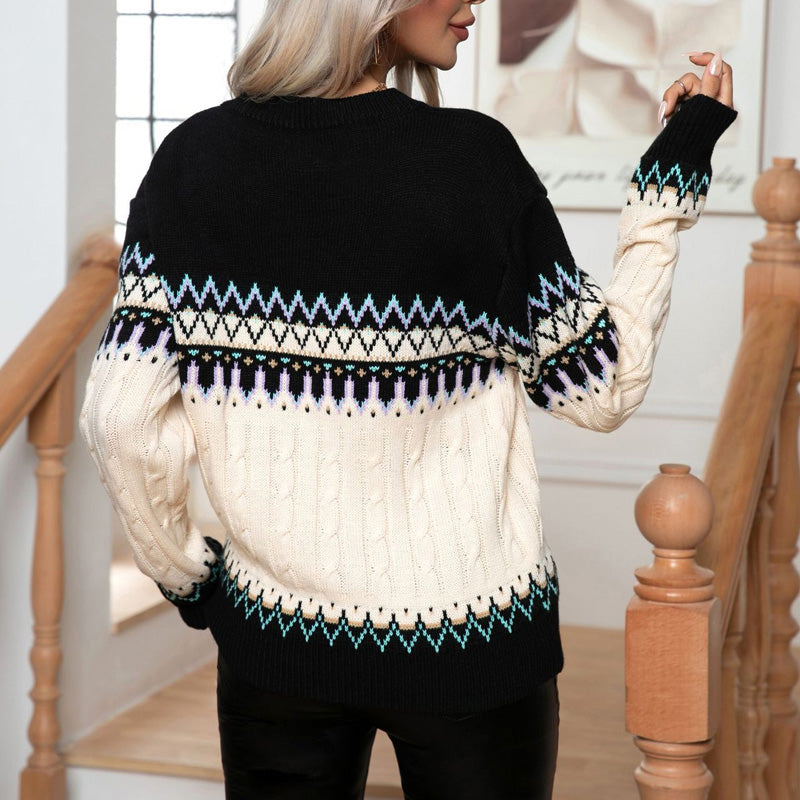 Vintage geometrisk strik sweater