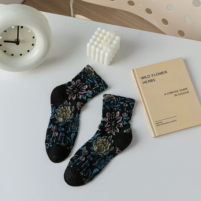 Vintage blomster Jacquard sokker