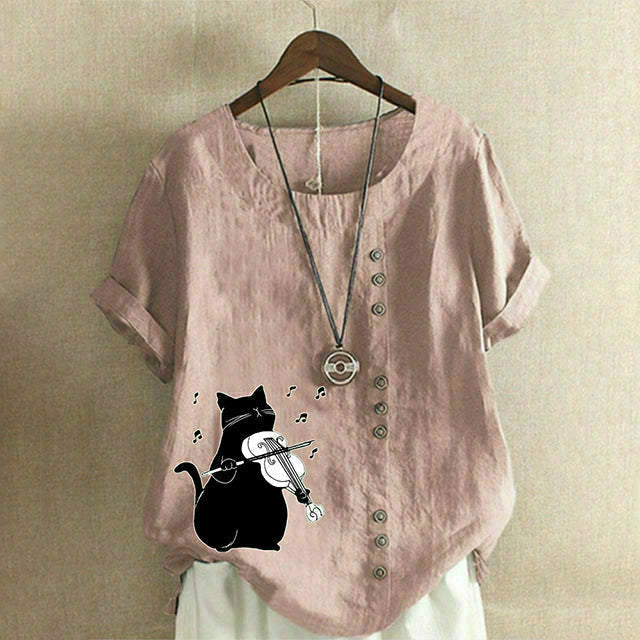 【Bawełniana i lniana】 Słodka bluzka dla kota