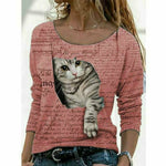 Fashion Cute Cat Print T-Shirt