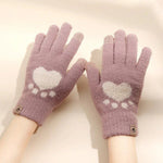 Varme Handsker Med Katpotetryk
