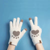Varma Handskar Med Katttasstryck