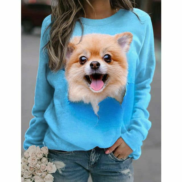 Sød 3D T-Shirt Med Hundetryk