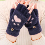 Ciepłe rękawiczki z nadrukiem łapy kota