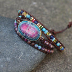 Ręcznie robiona kolorowa bransoletka z kamienia naturalnego