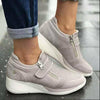 Swichic Shoes Gray / 36 Casual Wedges Zipper Sneakers