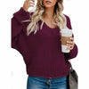 Swichic Sweaters A Purple / S Loose V-Neck Sweater
