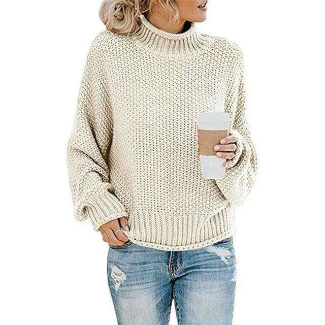 Swichic Sweaters Apricot / M Casual Knitted Solid Pullover