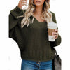 Swichic Sweaters Army Green / S Loose V-Neck Sweater