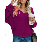 Swichic Sweaters B Purple / S Loose V-Neck Sweater