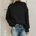Swichic Sweaters Black / S Casual Solid Knitted Sweater