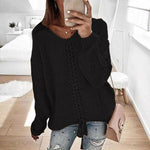 Swichic Sweaters Black / S Loose Knit Top Sweater