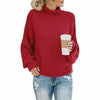 Swichic Sweaters Burgundy / S Casual Knitted Solid Pullover