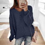 Swichic Sweaters Navy Blue / L Loose Knit Top Sweater