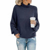 Swichic Sweaters Navy Blue / S Casual Knitted Solid Pullover