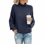 Swichic Sweaters Navy Blue / S Casual Knitted Solid Pullover